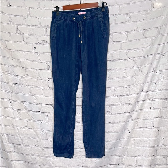 Lilly Pulitzer Pants - Lilly Pulitzer Navy Blue Elastic Waistband Linen Pants Size X-Small